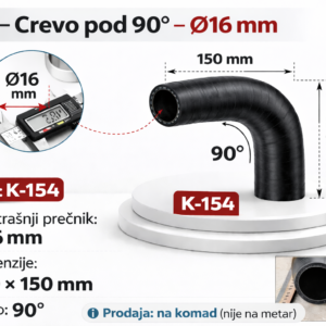 Crevo pod 90°Ø16 mm - 150x150mm