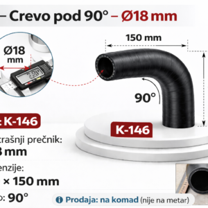 Crevo pod 90° Ø18 mm - 150x150mm