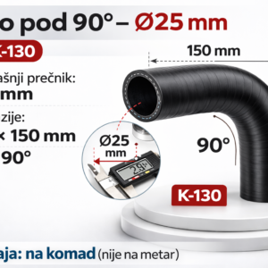 Crevo pod 90° Ø25 mm – 150×150 mm