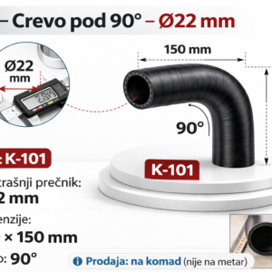 Crevo pod 90° Ø22 mm – 150×150 mm