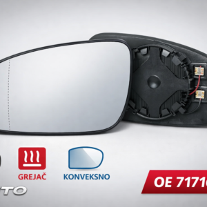 Staklo retrovizora sa grejačem Fiat punto