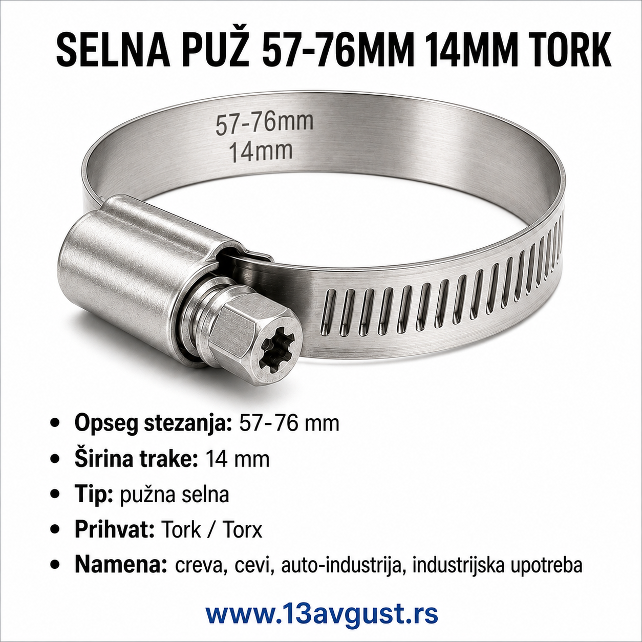 SELNA PUŽ 57-76MM 14MM TORK