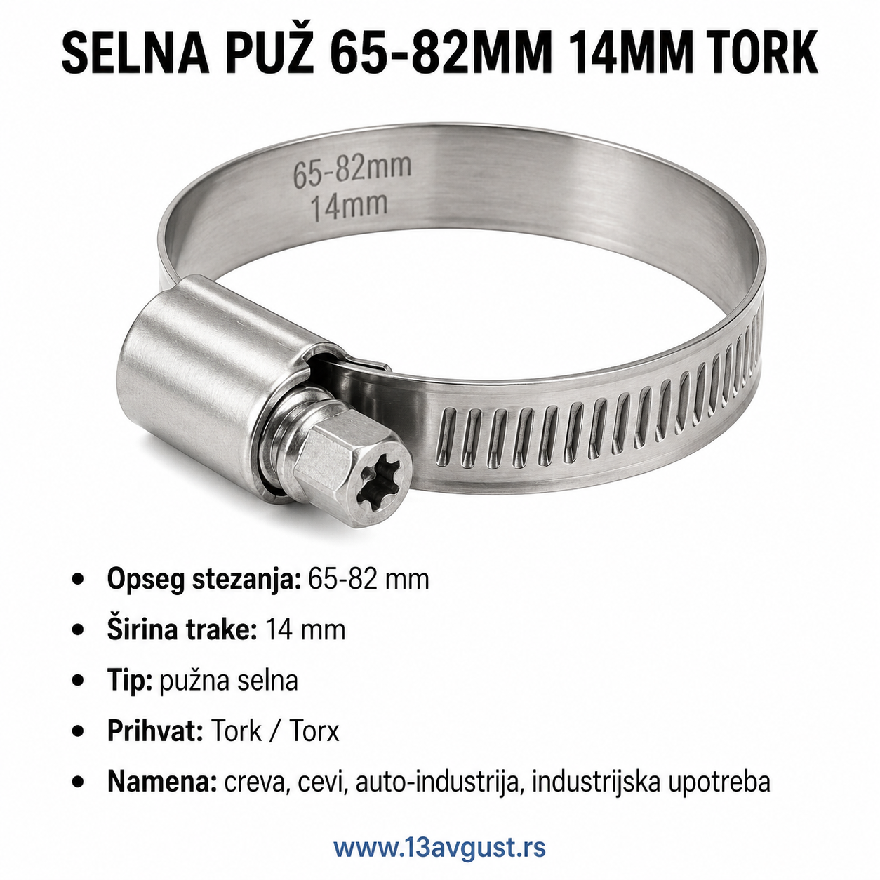 SELNA PUŽ 65-82MM 14MM TORK
