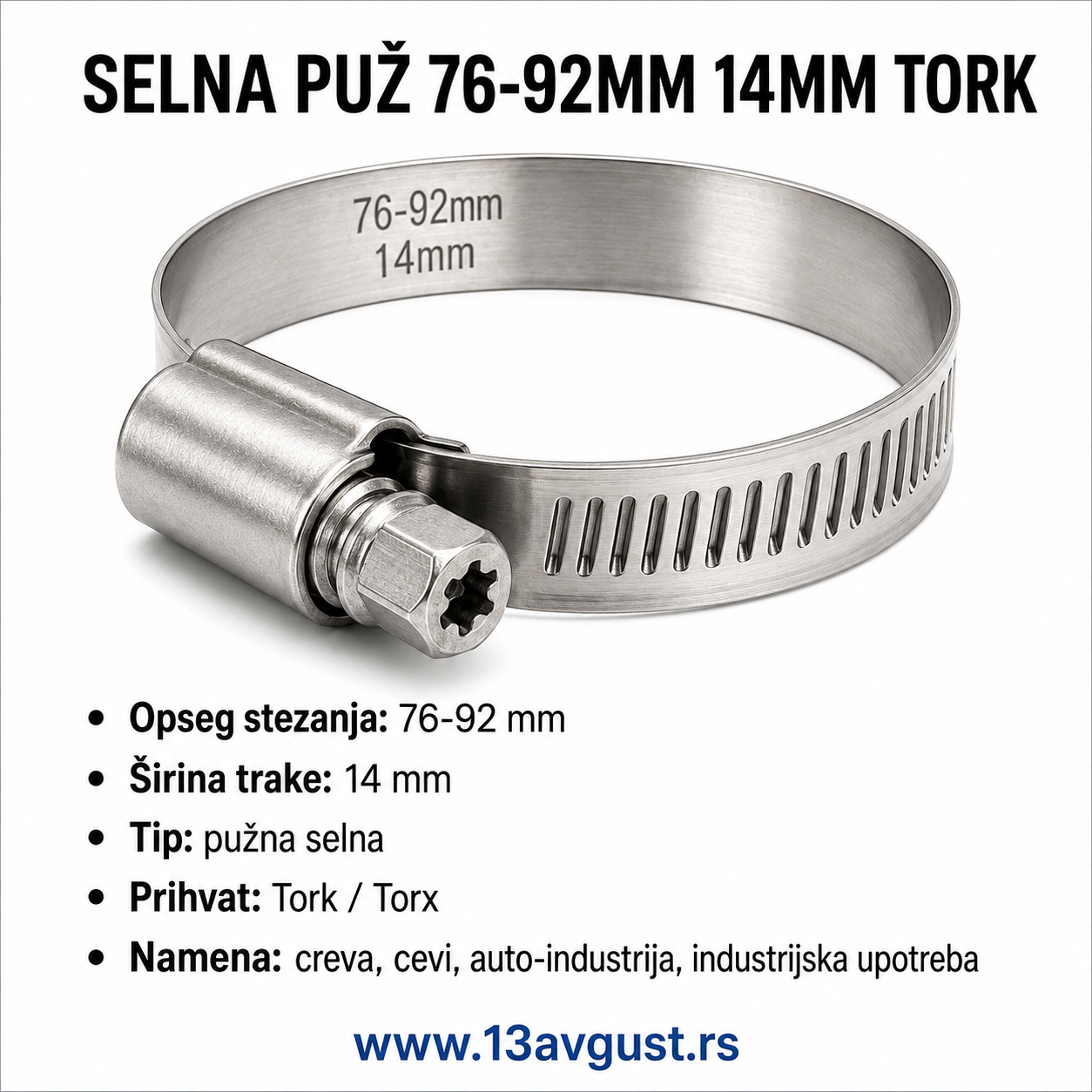 SELNA PUŽ 76-92MM 14MM TORK